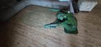 Vintage Art Deco glazen salontafel met bronzen beeld, Huis en Inrichting, Ophalen, 100 tot 150 cm, Art Deco en vintage design uit de jaren 20