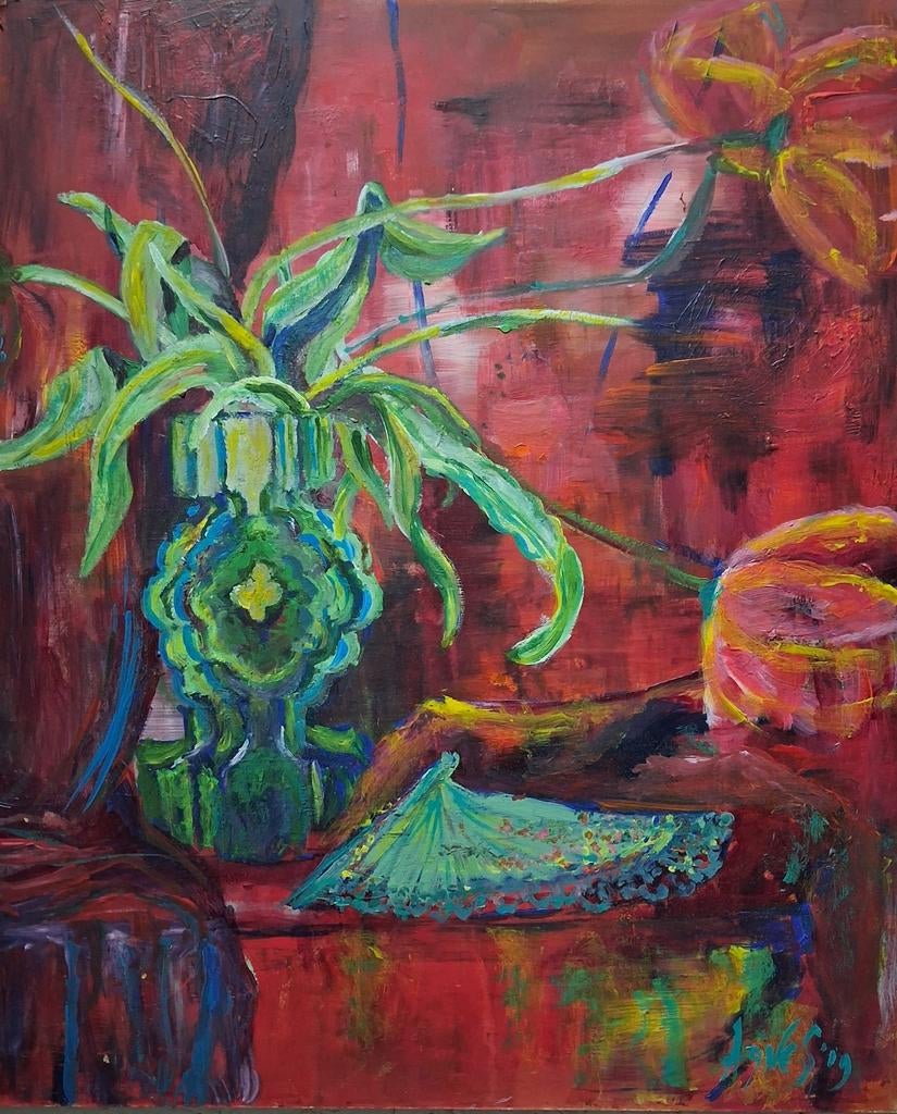 Stilleven met bloemen en vaas, Ophalen of Verzenden