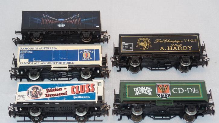 Diverse Marklin koel en bierwagons VSOP Hardy (#695), Hobby en Vrije tijd, Modeltreinen | H0, Gebruikt, Wagon, Wisselstroom, Märklin