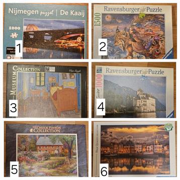 6x puzzel voor veel puzzelplezier 1000/1500 stukjes beschikbaar voor biedingen