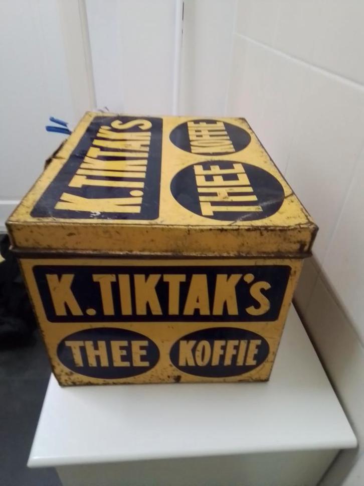 Grote vintage K Tiktaks thee en koffie blik, Antiek en Kunst, Antiek | Overige Antiek, Ophalen of Verzenden