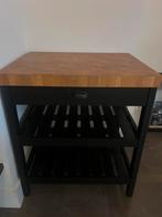 IKEA VADHOLMA kitchen island in black with an oak worktop.., Ophalen, Zwart, Zo goed als nieuw, Minder dan 100 cm