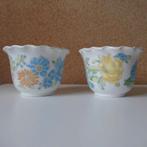 Vintage bloempotten met bloemmotief, Rond, Binnen, Ophalen of Verzenden, Zo goed als nieuw