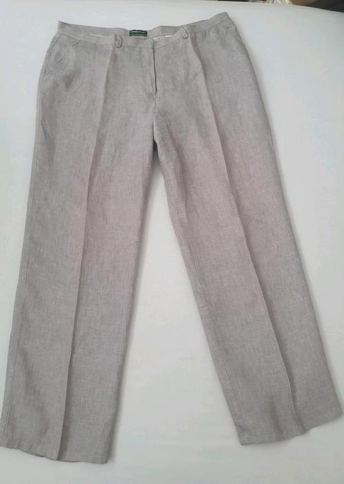Frank Walder linnen broek maat 48, Kleding | Dames, Broeken en Pantalons, Zo goed als nieuw, Maat 46/48 (XL) of groter, Grijs