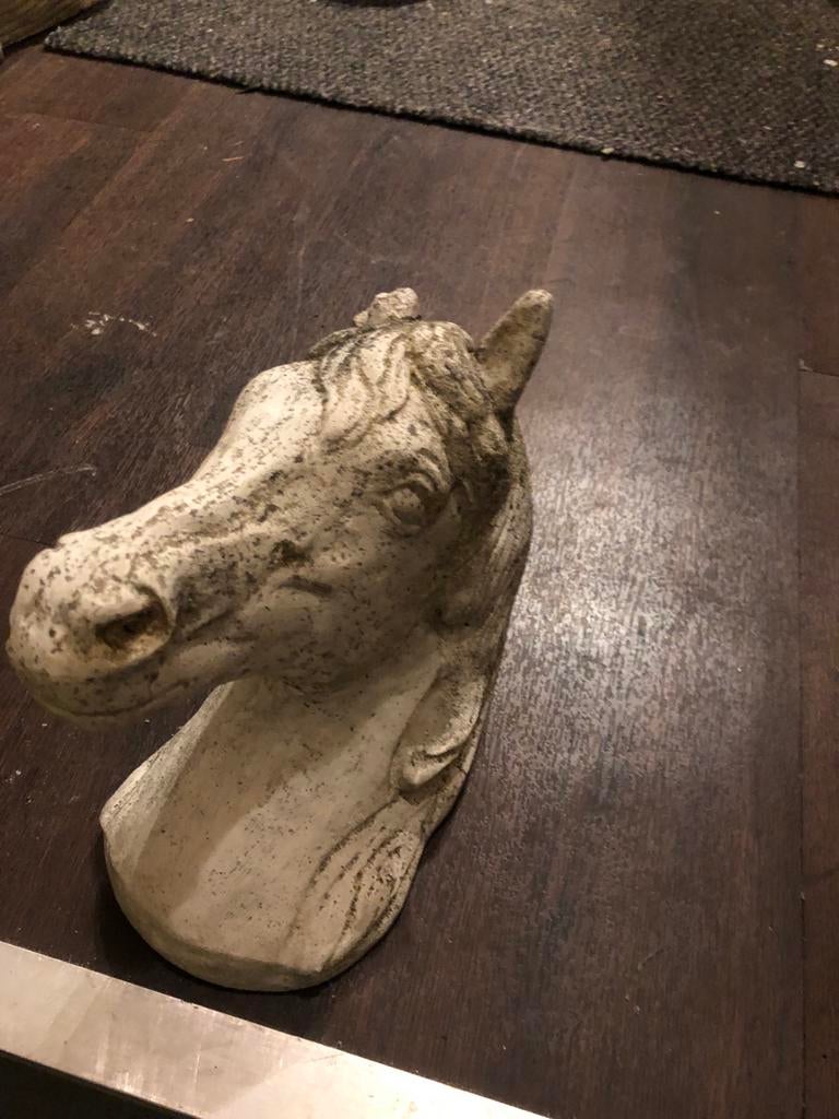 Betonnen Paardenhoofd Wanddecoratie, Ophalen of Verzenden, Gebruikt, Beton, Dierenbeeld
