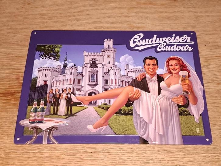 reclamebord Budweiser Budvar bier, Verzamelen, Biermerken, Nieuw, Reclamebord, Plaat of Schild, Overige merken, Ophalen of Verzenden