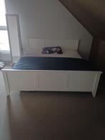 * MOET WEG * Wit tweepersoonsbed, lattenbodems zonder matras, Huis en Inrichting, Slaapkamer | Bedden, Ophalen, Gebruikt, Wit