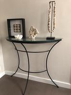 Glazen Sidetable met Metalen Onderstel, Minder dan 50 cm, Tafelblad, Overige vormen, 50 tot 100 cm