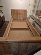 Steigerhouten eenpersoonsbed met lades, Huis en Inrichting, Slaapkamer | Bedden, Ophalen, Gebruikt, 90 cm, Eenpersoons