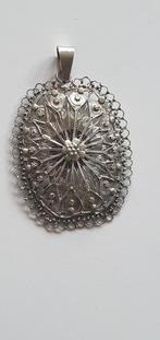 Mooie grote zilveren filigrain ketting hanger, Ophalen of Verzenden, Zo goed als nieuw, Zilver, Zilver