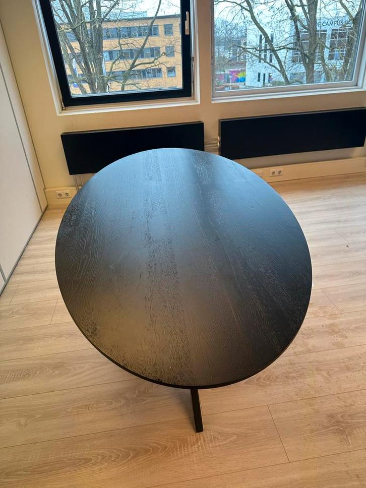 Mooie vergader- of eettafel, Huis en Inrichting, Tafels | Eettafels, Gebruikt, 100 tot 150 cm, Vier personen, Rond, Eikenhout