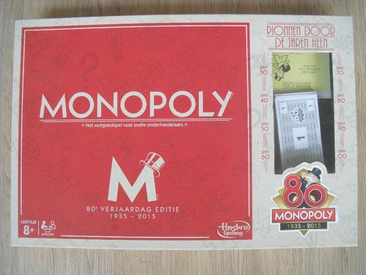 Monopoly 80 jaar verjaardag editie 2015 nieuw Sint kerst, Hobby en Vrije tijd, Gezelschapsspellen | Bordspellen, Nieuw, Drie of vier spelers