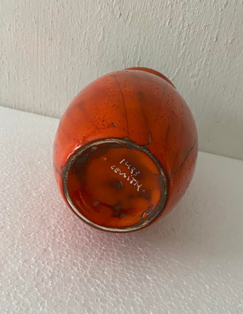 Zenith oranje keramiek vaas , jaren 60, Gebruikt, Oranje, Ophalen of Verzenden, Onbekend