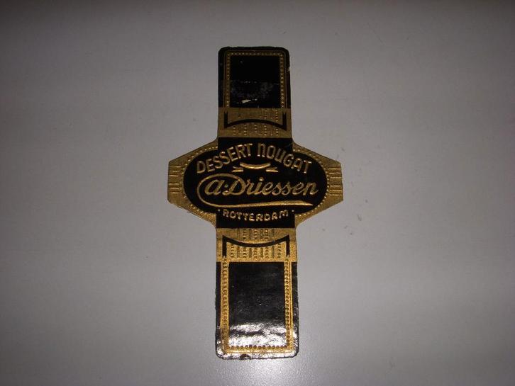 Oude label/etiket Dessert Nougat chocolade A Driessen R'dam, Verzamelen, Merken en Reclamevoorwerpen, Gebruikt, Verpakking, Ophalen of Verzenden