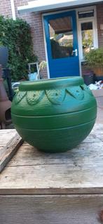 Mooie donkergroene hangpot hier gebruikt in de vensterbank, Tuin en Terras, Bloempotten, Gebruikt, Rond, Binnen, Ophalen of Verzenden