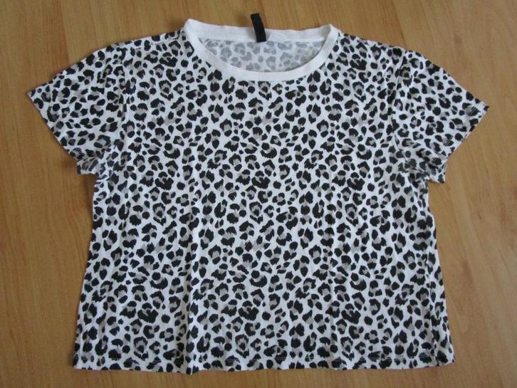 H&M Divided - shirt met animal print maat S, Kleding | Dames, T-shirts, Zo goed als nieuw, Maat 36 (S), Wit, Korte mouw, Ophalen of Verzenden