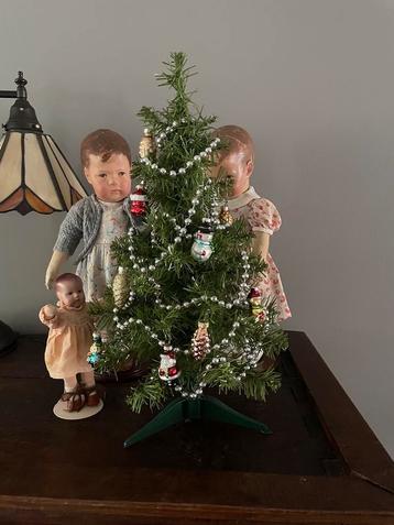 Volledig aangekleed vintage kerstboompje 50 cm beschikbaar voor biedingen