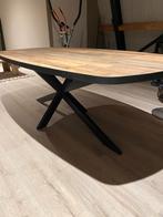 Houten tafel met aluminium rand en poten, Huis en Inrichting, Tafels | Eettafels, Gebruikt, 100 tot 150 cm, Ophalen of Verzenden