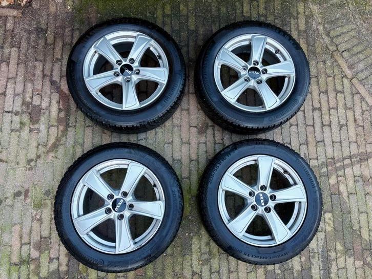 16” lichtmetalen velgen met 205/55 R16 winterbanden, Auto-onderdelen, Banden en Velgen, Velg(en), Winterbanden, 16 inch, 205 mm