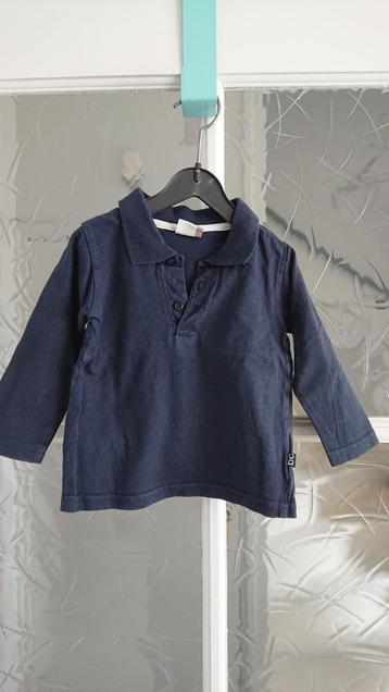 Effen longsleeve met kraagje donkerblauw - maat 80