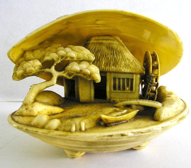 Celluloid Japanse shell diorama, Antiek en Kunst, Kunst | Niet-Westerse kunst, Ophalen of Verzenden