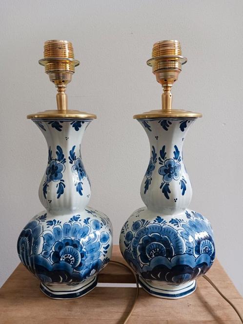 Set van 2 Delfts blauwe vaaslampen, Huis en Inrichting, Lampen | Tafellampen, Minder dan 50 cm, Ophalen of Verzenden