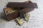 Antiek Domino spel, been op ebbenhout compleet in kistje, Antiek en Kunst, Ophalen of Verzenden
