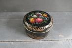 Vintage blik container zwart met bloemen, Verzamelen, Blikken, Verzenden, Gebruikt, Overige