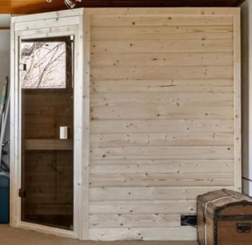 Finse hoek sauna, 3 personen, extra laag (bv voor in kelder) beschikbaar voor biedingen