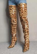 Overknee laklaarzen luipaard print 45 of 46, Kleding | Dames, Schoenen, Hoge laarzen, Bruin, Verzenden, Nieuw