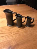 Tinnen kannen set van 3 stuks en 12 tinnen miniatuurtjes, Ophalen of Verzenden