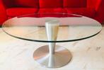 glazen salontafel met lichmetalen poot, onbeschadigd, Huis en Inrichting, Tafels | Salontafels, 50 tot 100 cm, Minder dan 50 cm