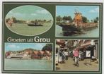 Grou Grouw Groeten 4 luik Pont Rondvaartboot Gelopen 1989, Verzenden, 1980 tot heden, Gelopen, Friesland
