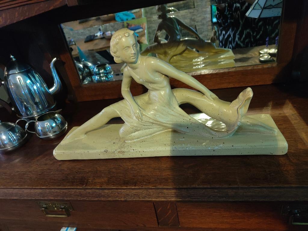 art deco windhondenbeeld, Antiek en Kunst, Ophalen, Overige onderwerpen, Geglazuurd, Art deco