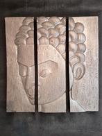 Prachtige zilverkleurige houten Boedha 3-luik, Ophalen of Verzenden, Zo goed als nieuw