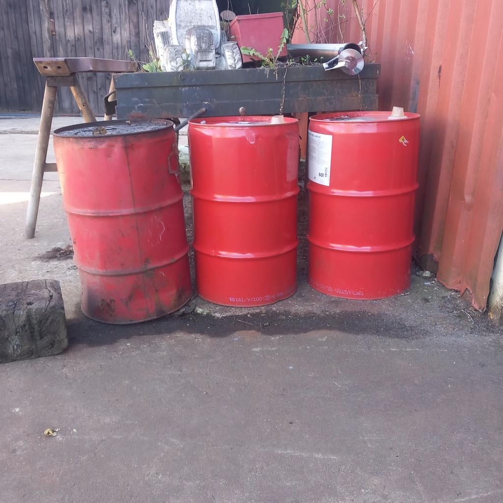 3 vaten 60 liter voor  bloembak of vuurton, Ophalen, Rond, Metaal, Minder dan 30 cm