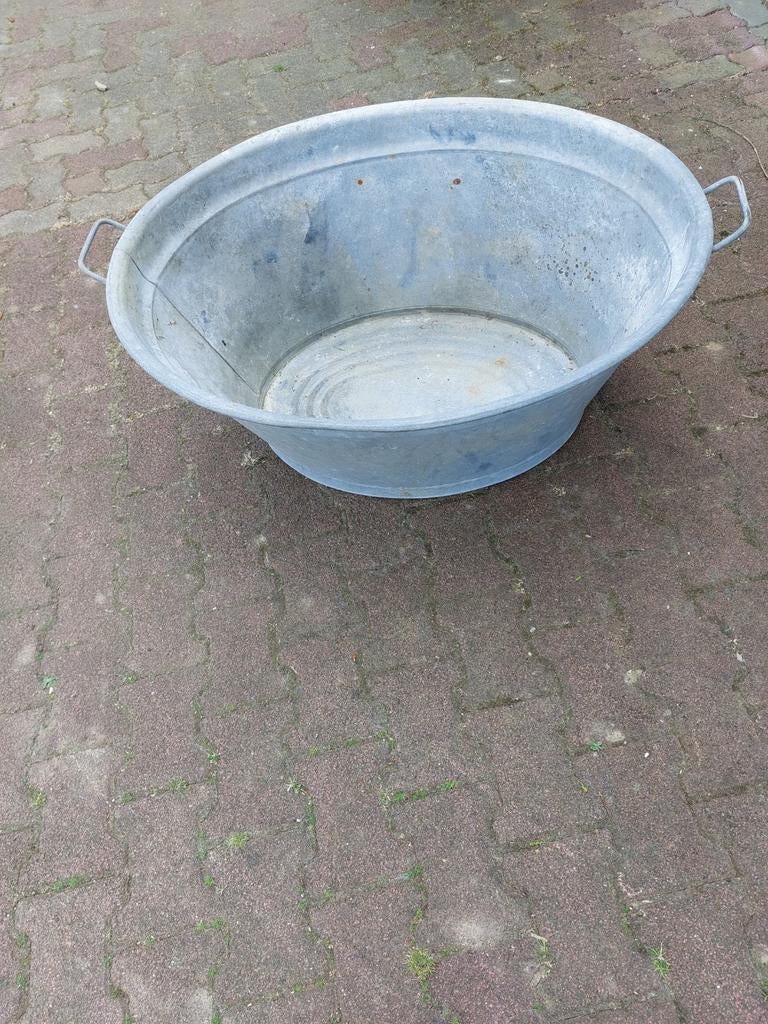 Ovale zinken teil / badkuip met handgrepen, Ophalen of Verzenden, Gebruikt, Zink, Met handgreep