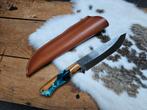 Handgemaakt Olijfhout & Epoxyhars Mes met Leren Schede, Ophalen of Verzenden