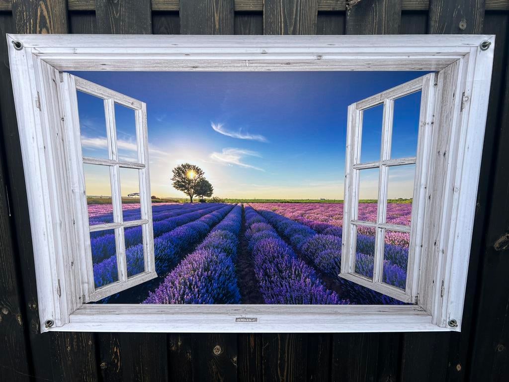 Tuinposter doorkijk / lavendelveld xl €20,-, Tuin en Terras, Ophalen, Nieuw