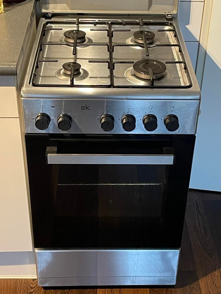 OK. Elektrische oven en gasfornuis, Gebruikt, Minder dan 85 cm, Gas, 4 kookzones