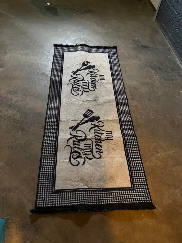 Zwarte keukenloper/vloerkleed 80x200cm, Huis en Inrichting, Ophalen, Gebruikt, 50 tot 100 cm, 150 tot 200 cm
