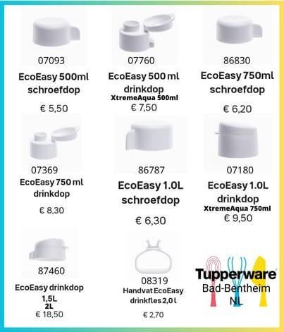 Tupperware dop voor ecofles diverse maten, nieuw,, Huis en Inrichting, Keuken | Tupperware, Ophalen of Verzenden, Nieuw, Wit, Overige typen