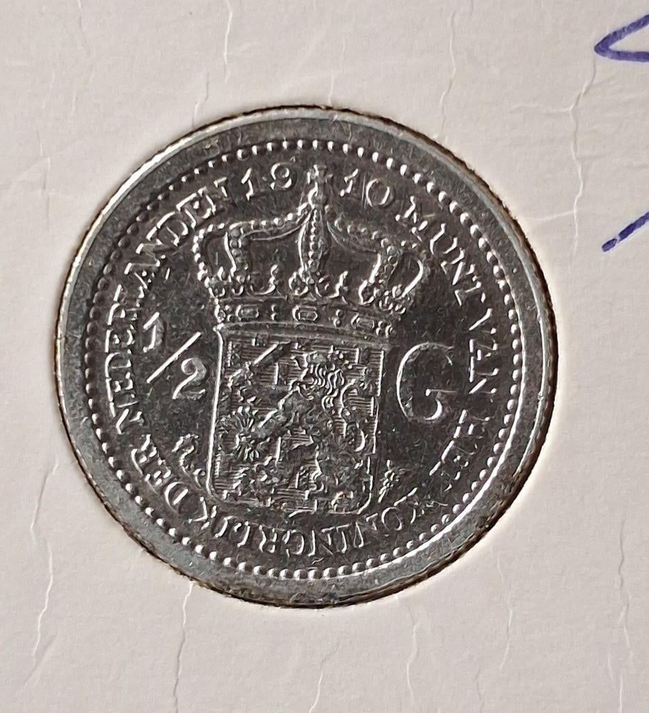 Halve gulden Wilhelmina 1910, Postzegels en Munten, Munten | Nederland, Ophalen of Verzenden, Koningin Wilhelmina, ½ gulden