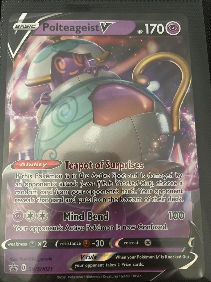 Polteageist V (Oversized) SWSH021 Pokémon Kaart, Hobby en Vrije tijd, Verzamelkaartspellen | Pokémon, Zo goed als nieuw, Losse kaart