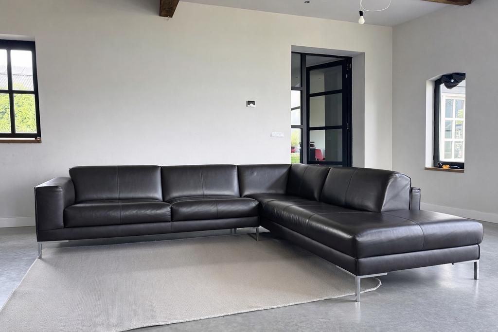 Design Stock Aikon Hoekbank Bruin Leer -  als nieuw