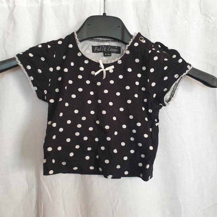 Schattig zwart truitje, witte stippen.mt 56.merk Petit Louie, Kinderen en Baby's, Babykleding | Maat 56, Zo goed als nieuw, Meisje