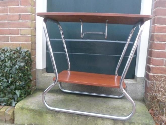 Prachtige vintage THEETAFEL tafel chroom buisframe chrome, Ophalen of Verzenden