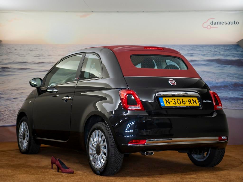 Fiat 500 C 1.0 Hybrid Dolcevita, NAP, Volledig leer incl gar, Auto's, Fiat, Voorwielaandrijving, Cabriolet, Zwart, Bedrijf