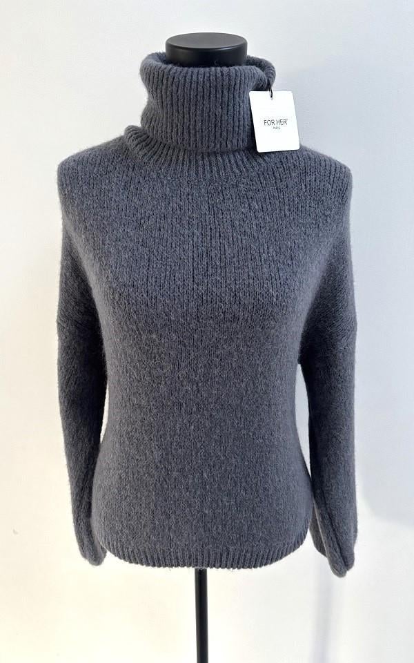 SPLINTERNIEUW! For Her Paris gebreide dames trui grijs, Maat 38/40 (M), Nieuw, Grijs, Verzenden