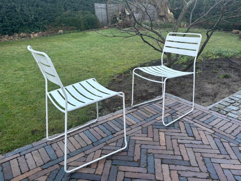 2x Fermob Surprising stoel cotton white, Tuin en Terras, Ophalen, Gebruikt, Metaal, Stapelbaar